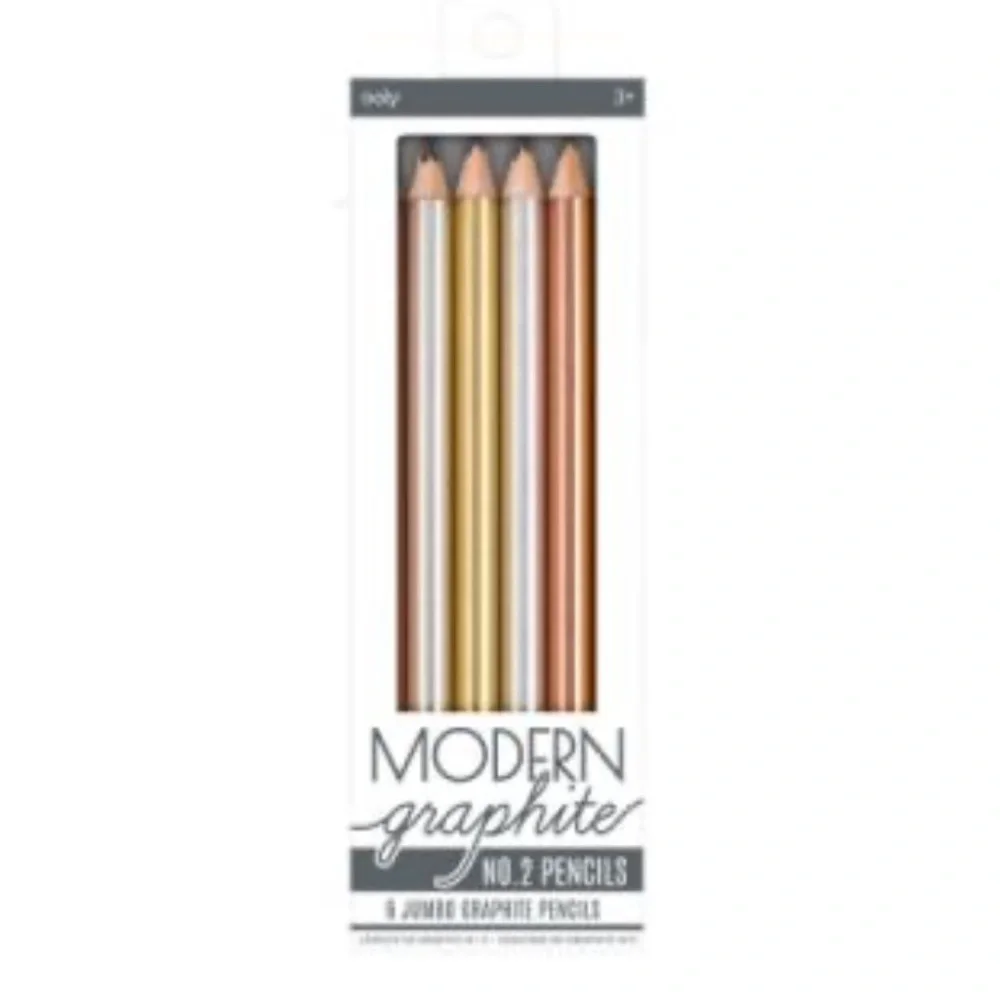 Ooly Modern Graphite No.2 Jumbo Pencils – Metallic Gold & Silver Set
